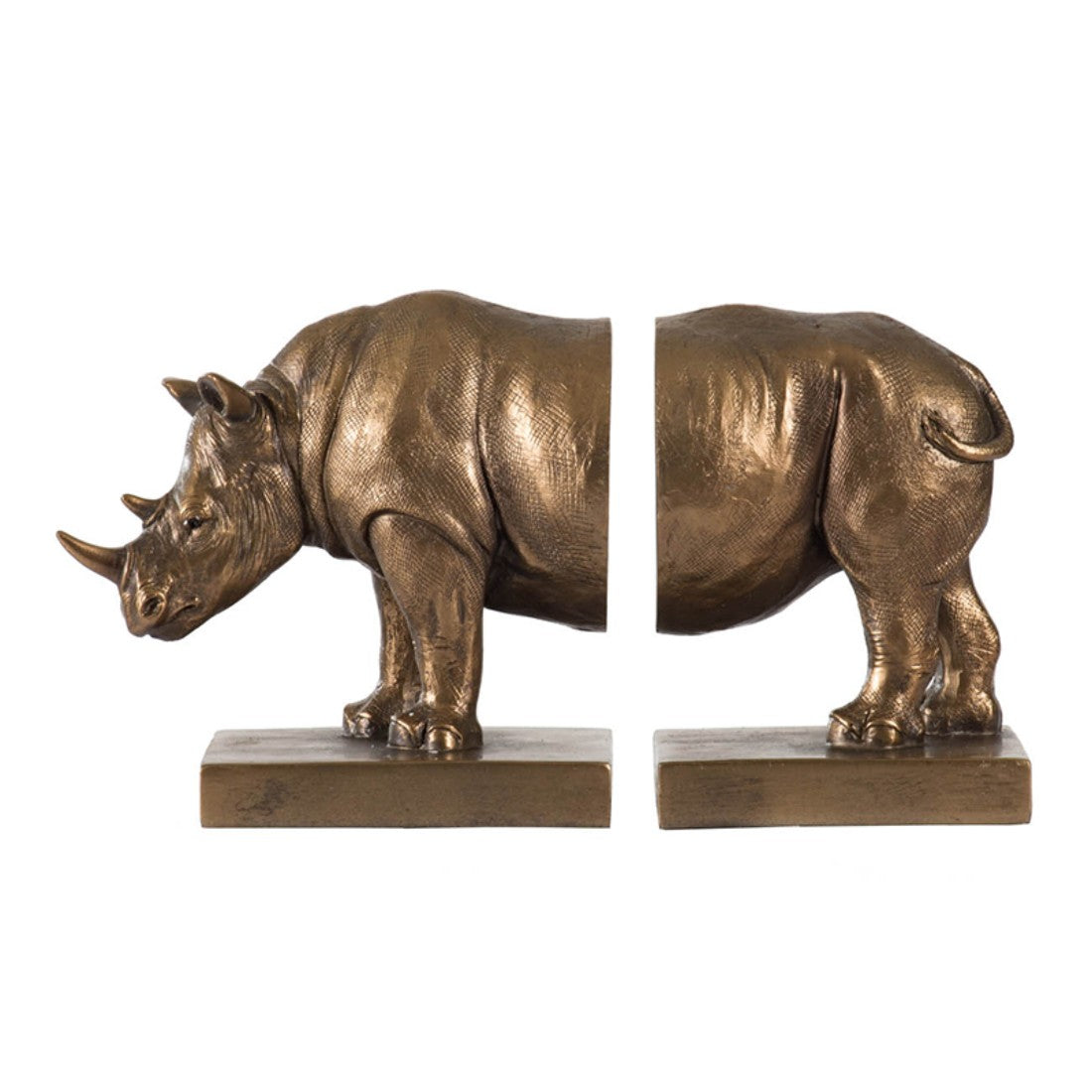 Set of 2 Gold Rhinoceros Bookends