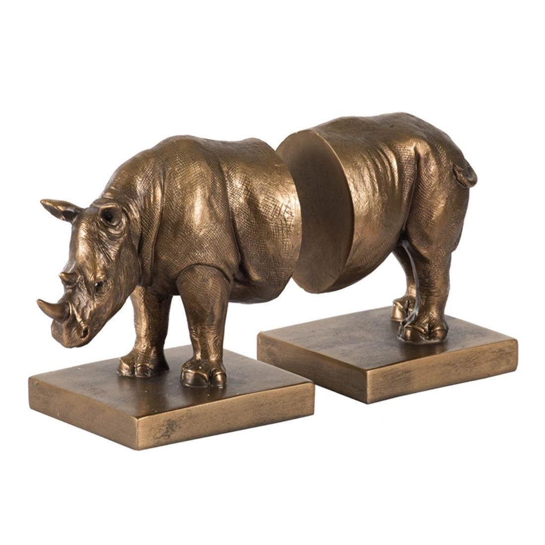 Set of 2 Gold Rhinoceros Bookends