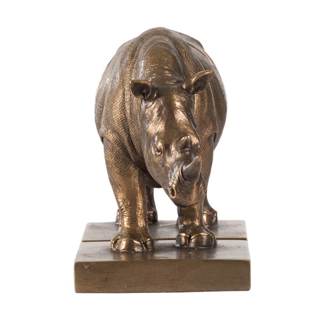 Set of 2 Gold Rhinoceros Bookends