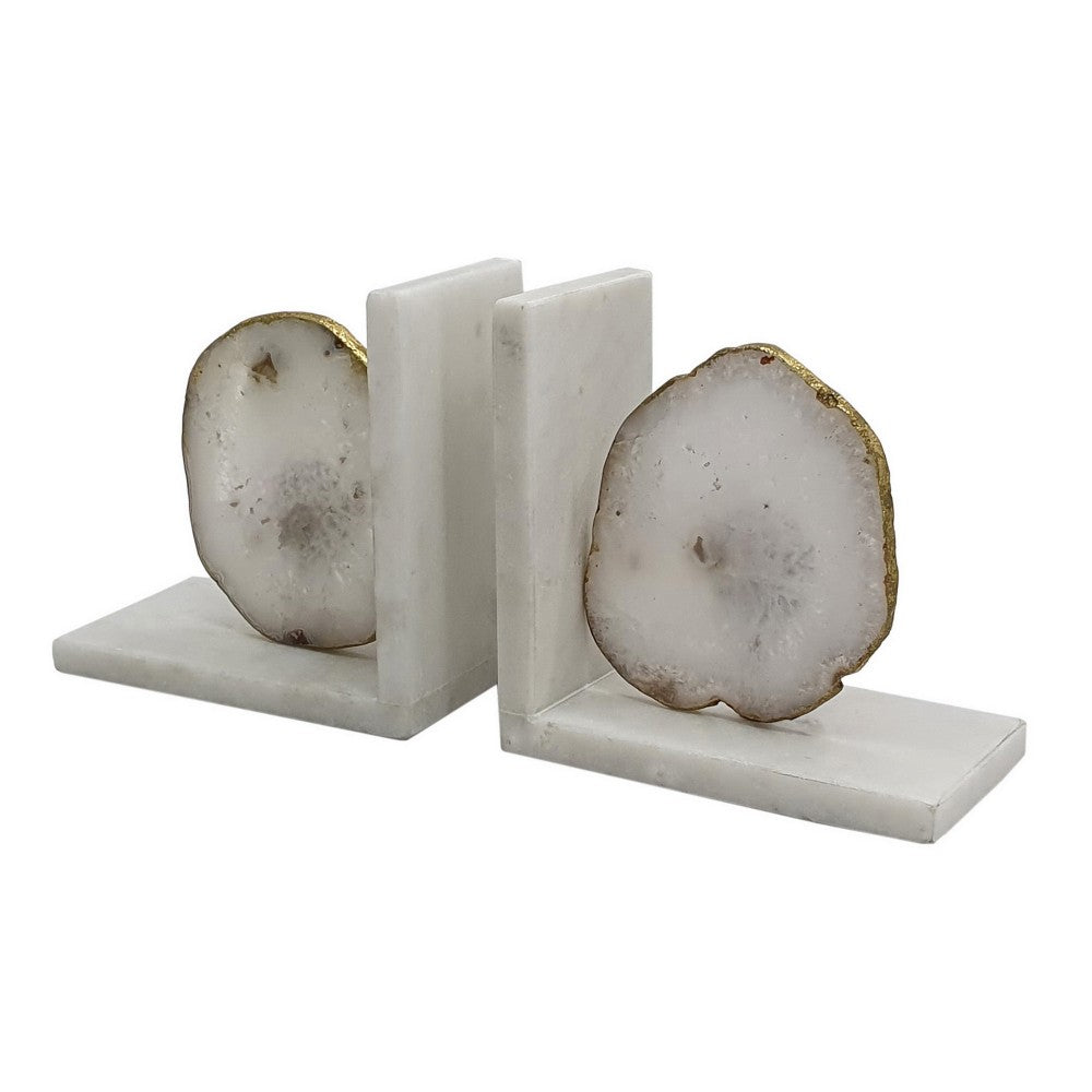 Asteroth White Agate Bookends