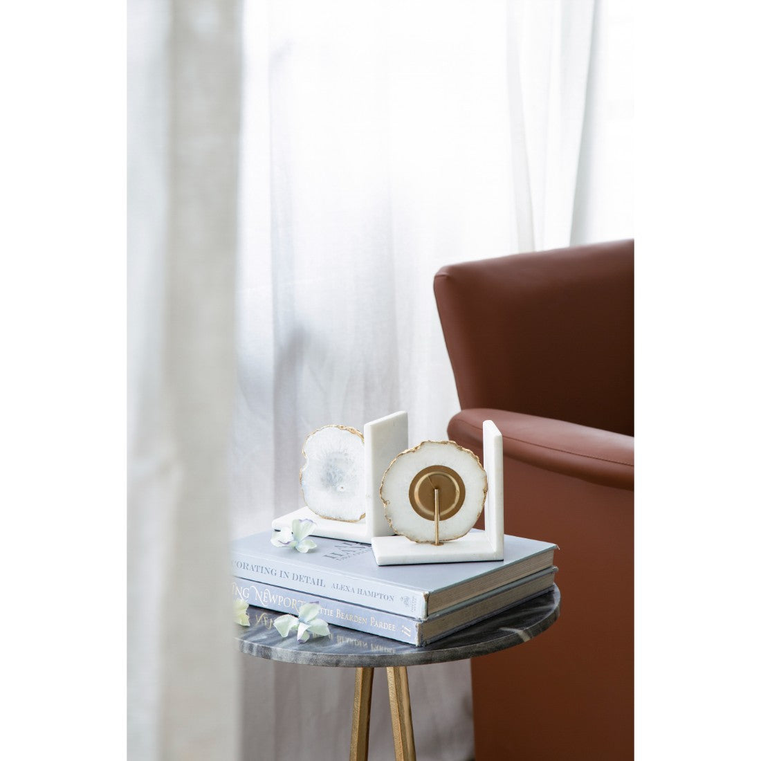 Asteroth White Agate Bookends