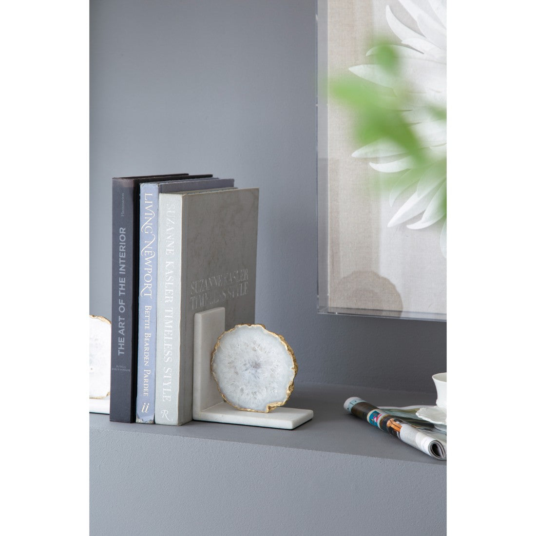 Asteroth White Agate Bookends