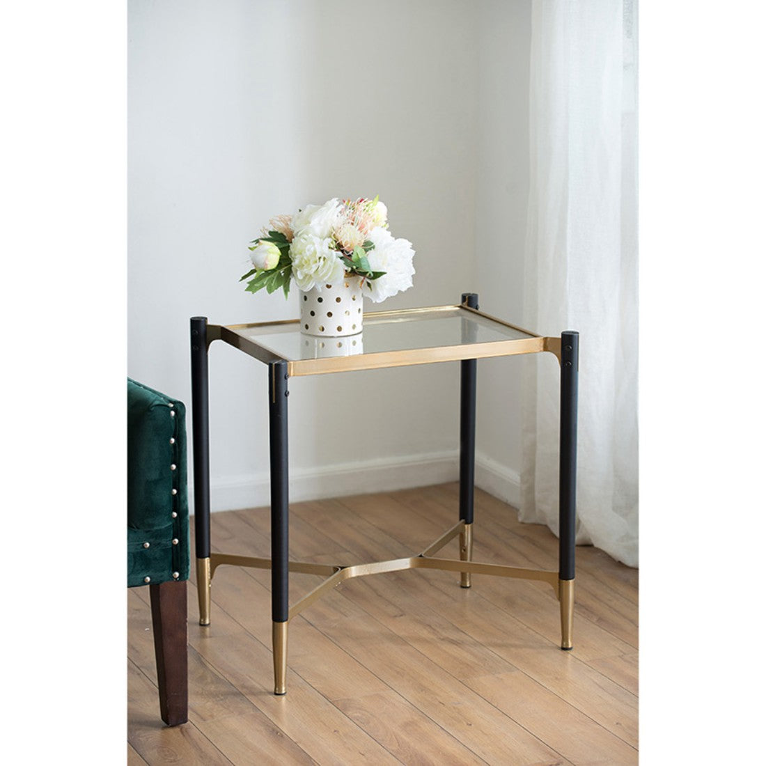 Black and Gold Glass Table