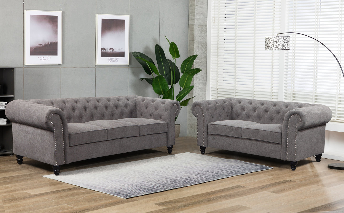 228CM Grey Hampton 3 Seat Lounge