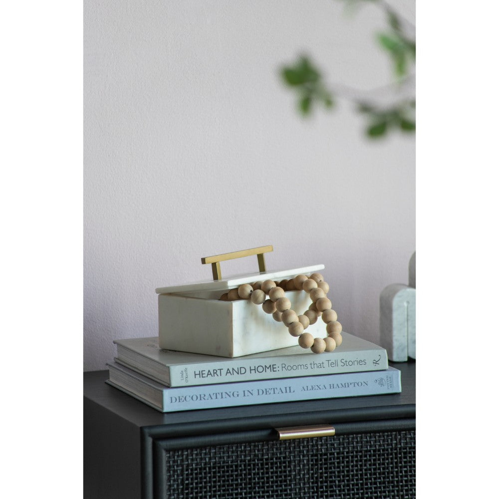 White Marble Box with Brass Handle