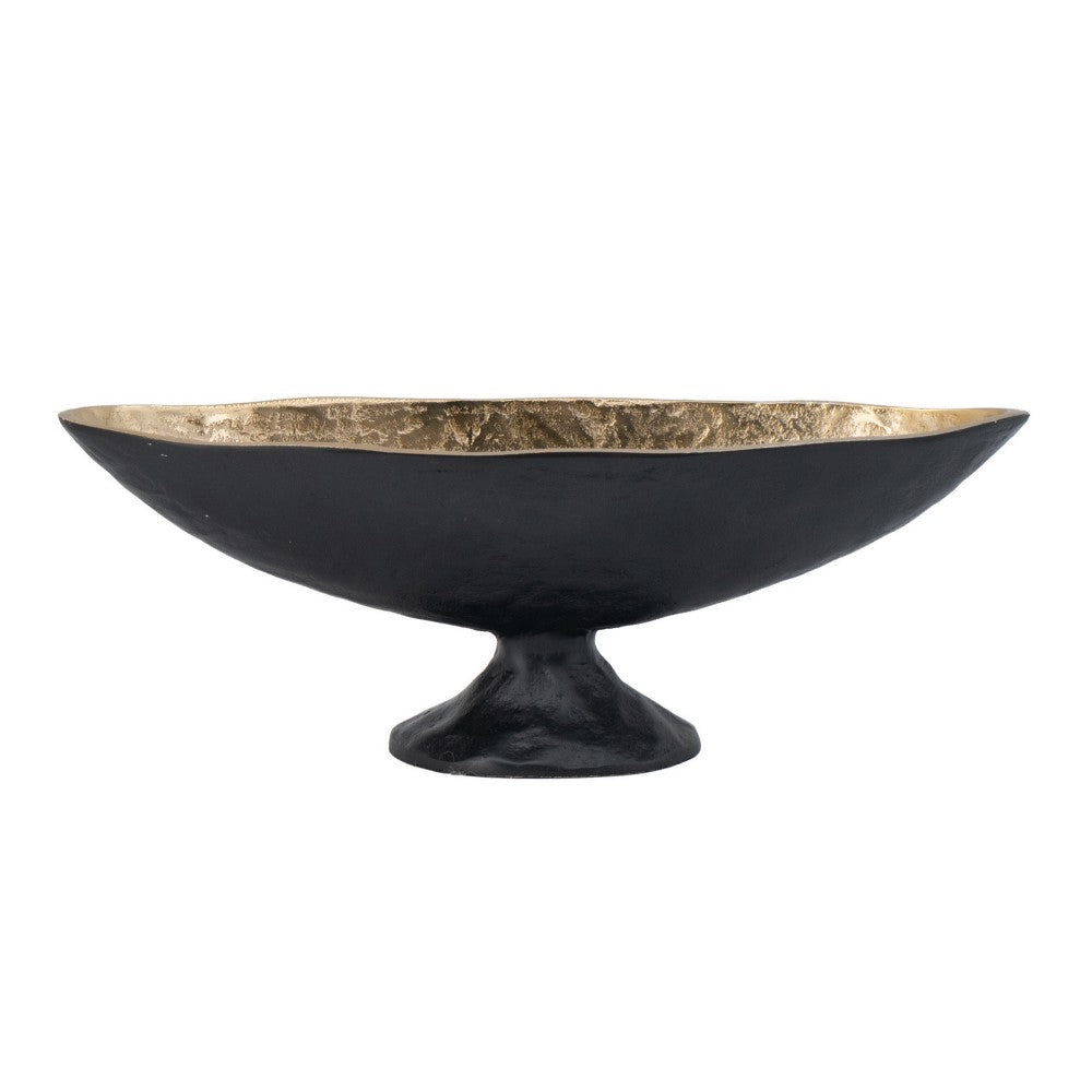 Gold lined Oval Bowl On Stand