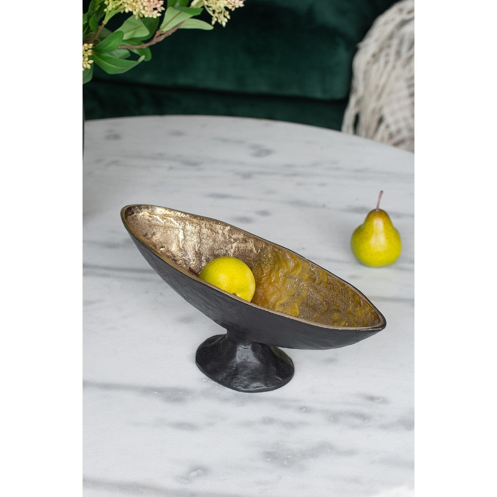 Gold lined Oval Bowl On Stand