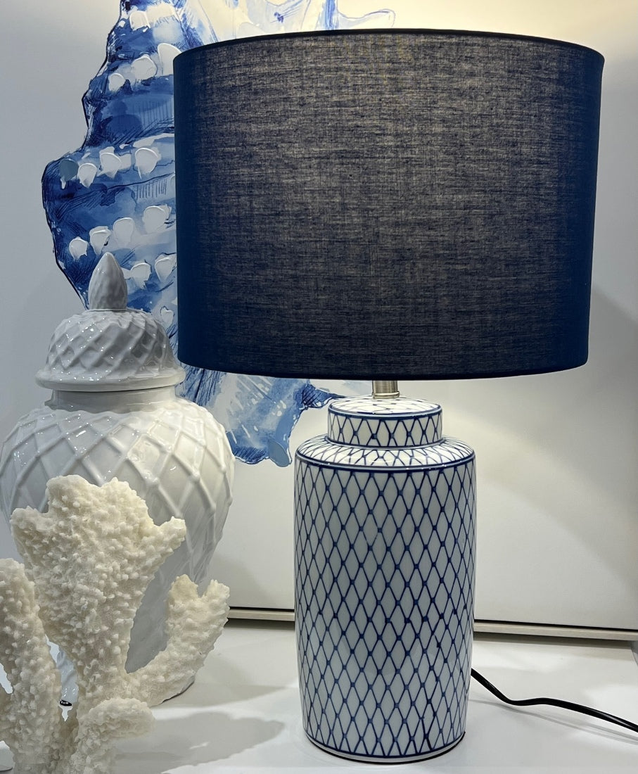 52cm Blue & White Hamptons lamp