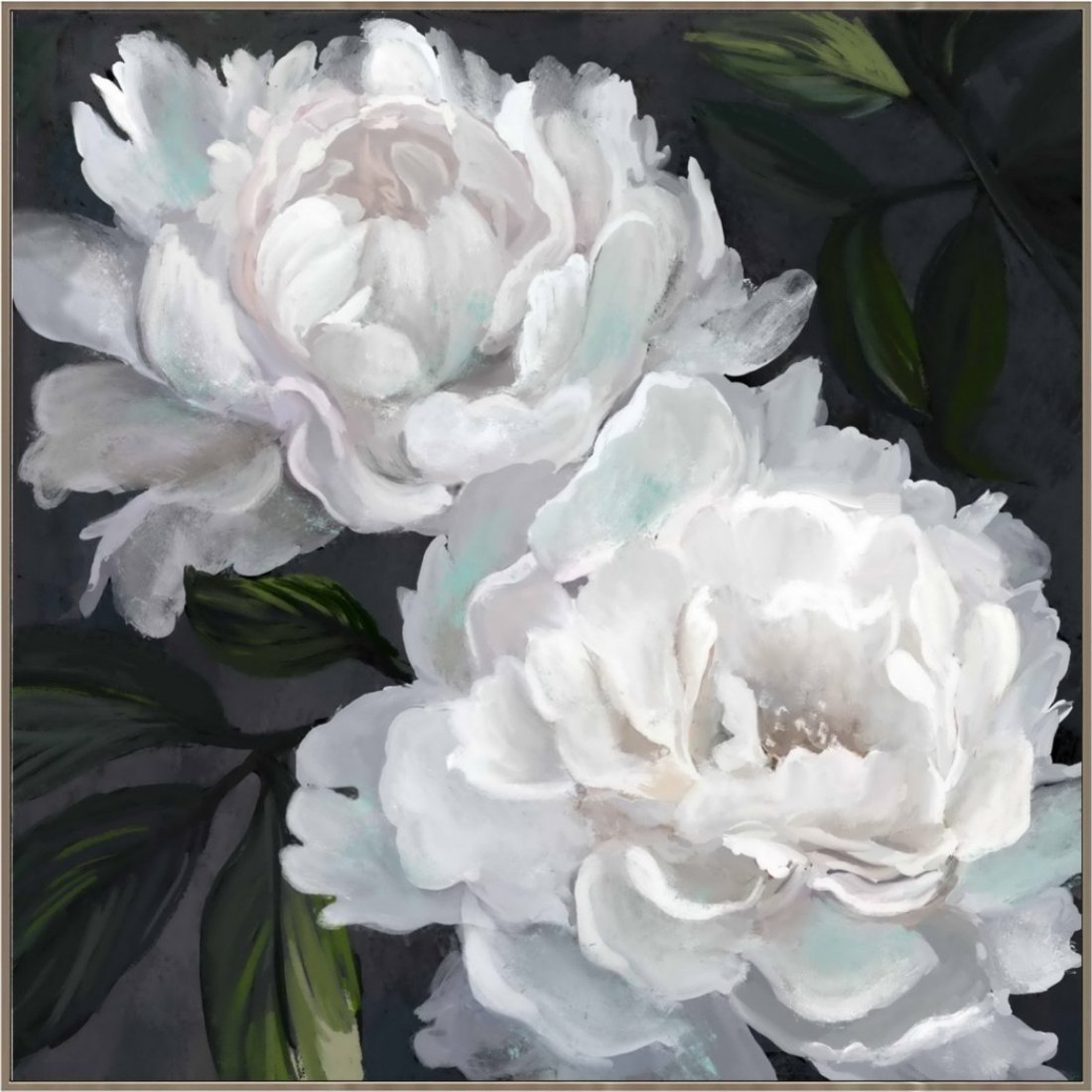 White Blooms Framed Canvas