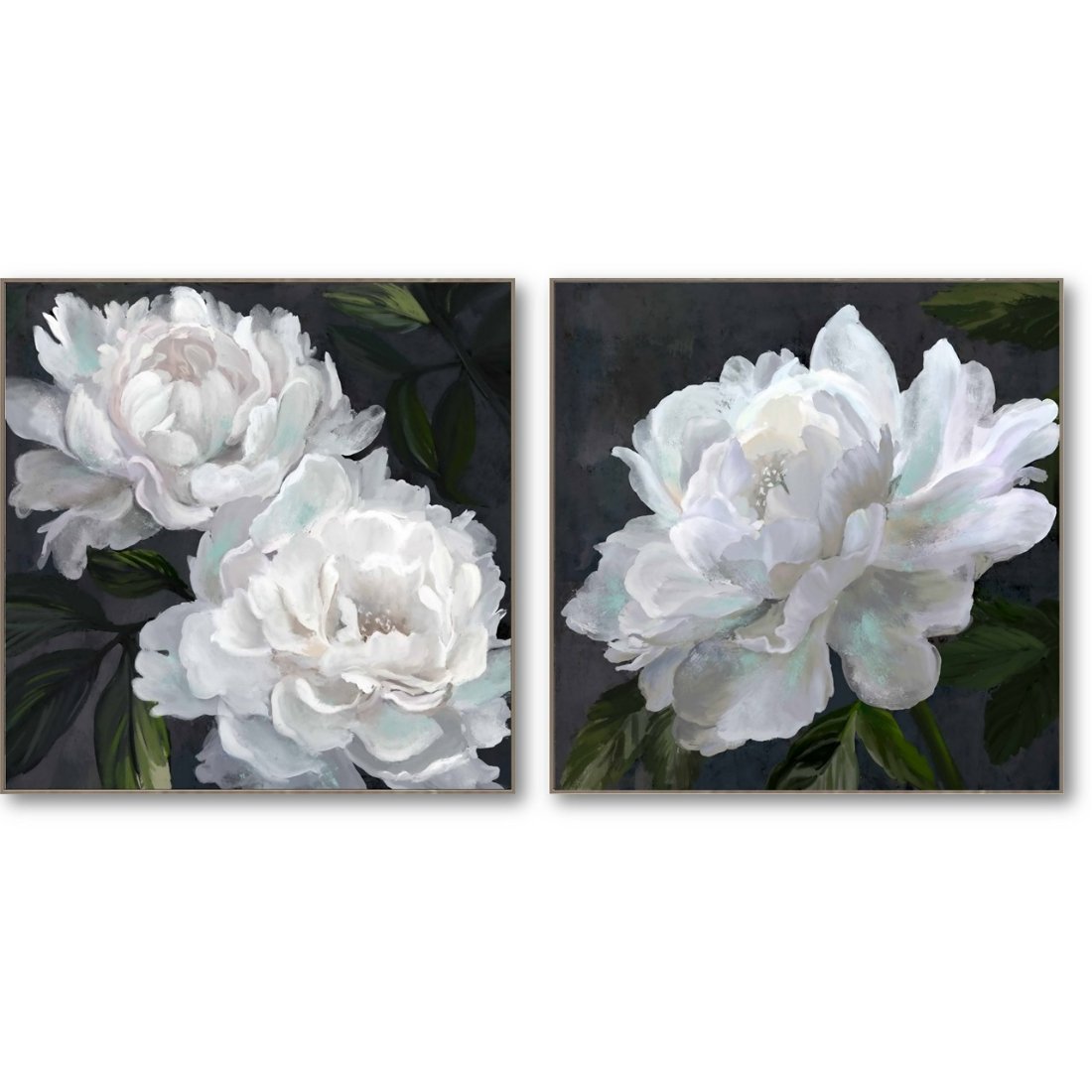 White Blooms Framed Canvas