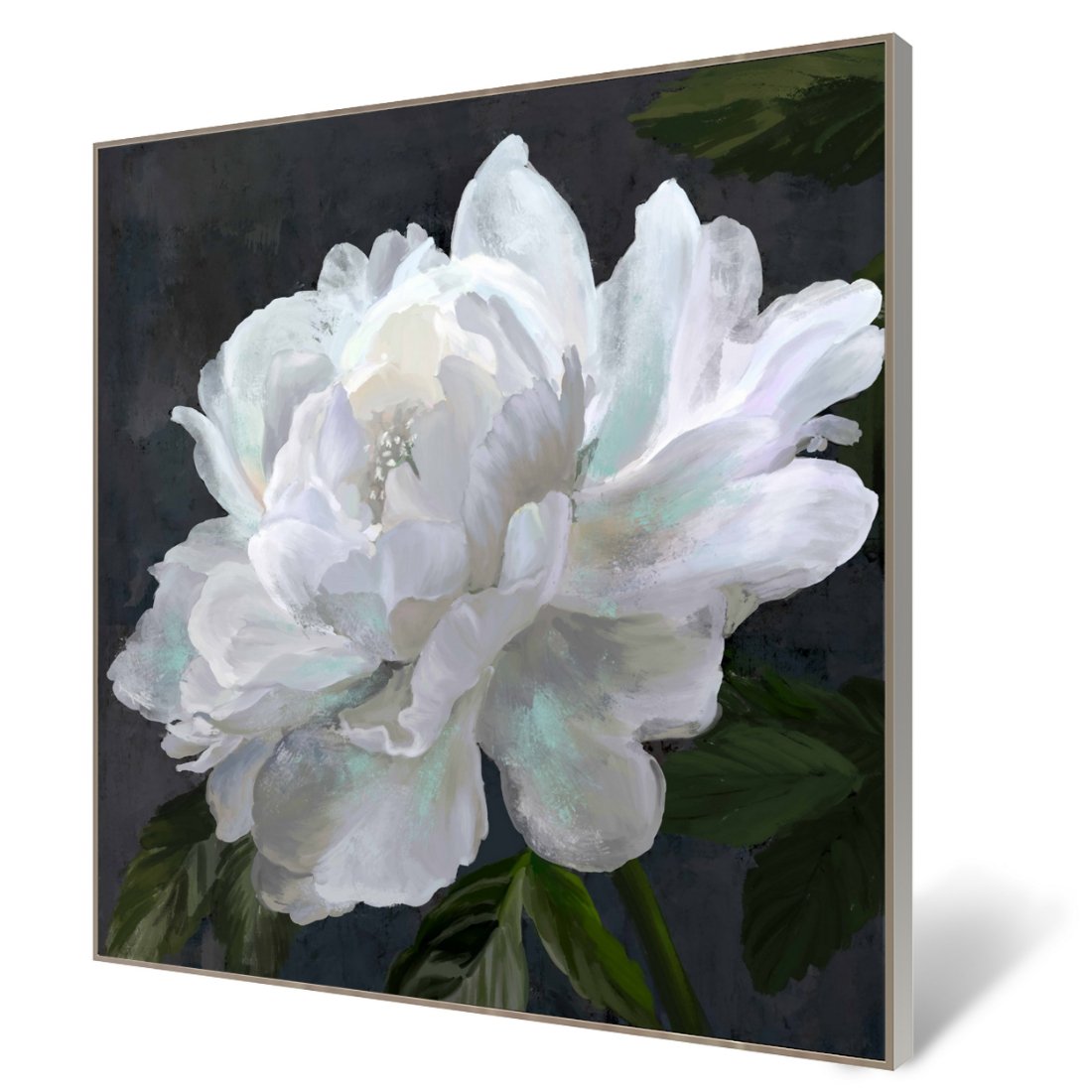 White Blooms Framed Canvas