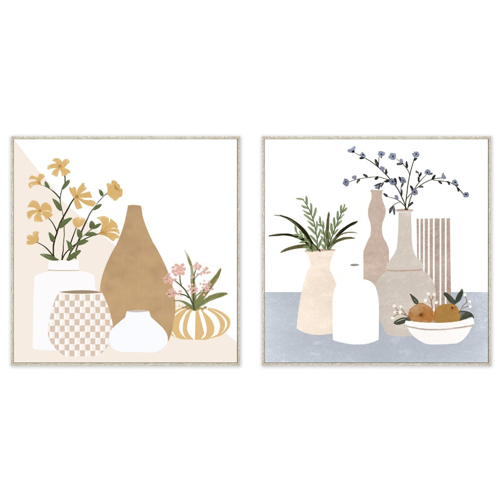 Verandah Pots Framed Canvas Set