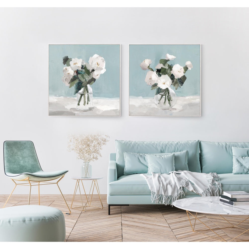 Dappled White Flowers Framed Canvas Set