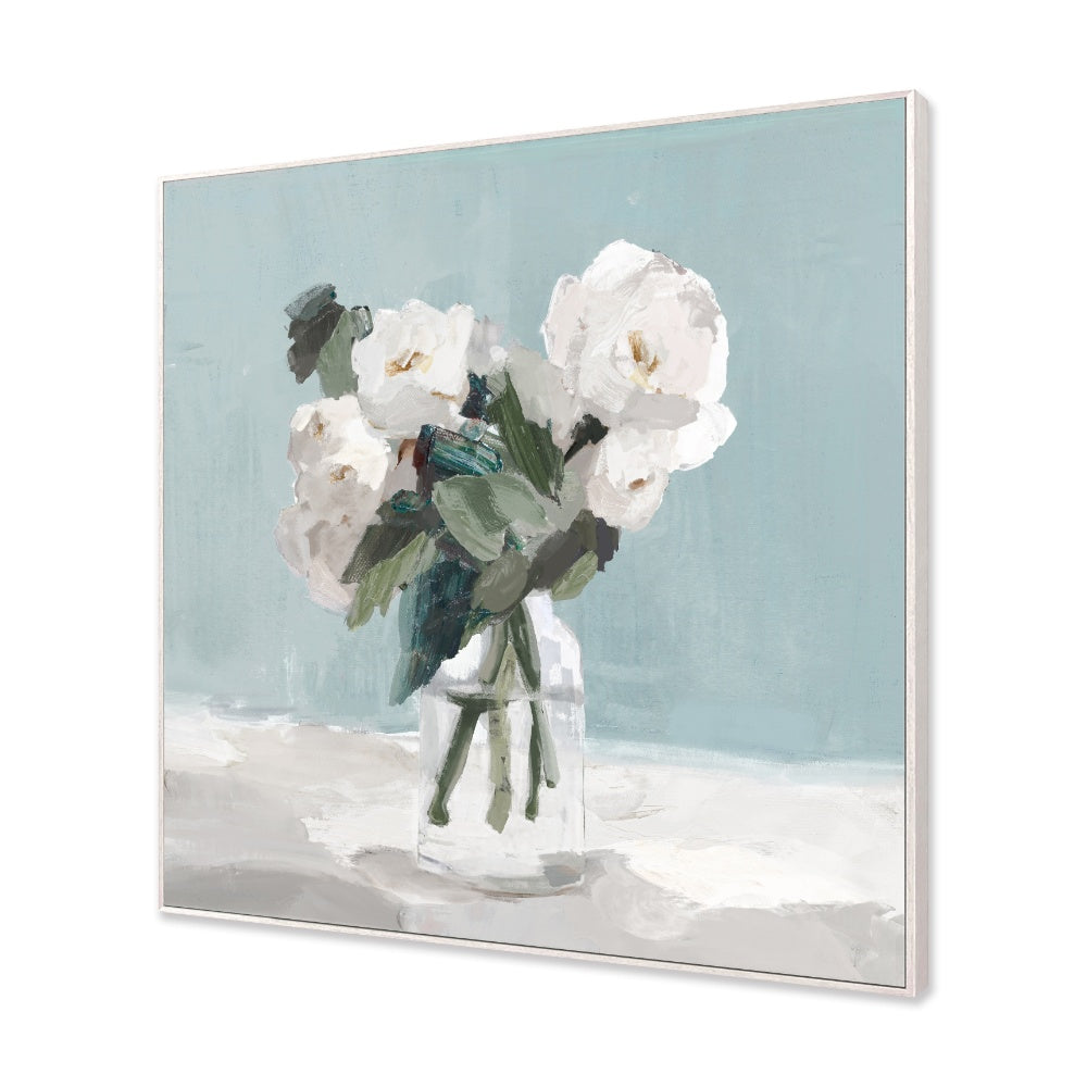 Dappled White Flowers Framed Canvas Set