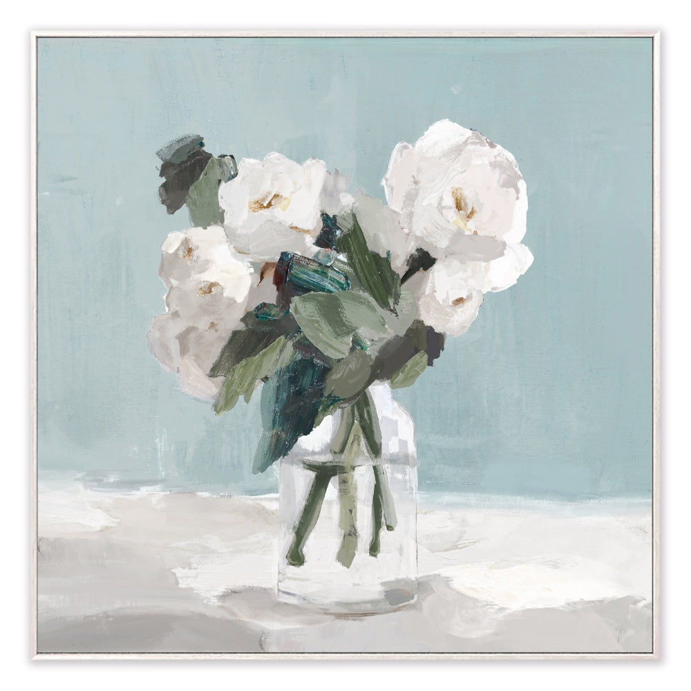 Dappled White Flowers Framed Canvas Set