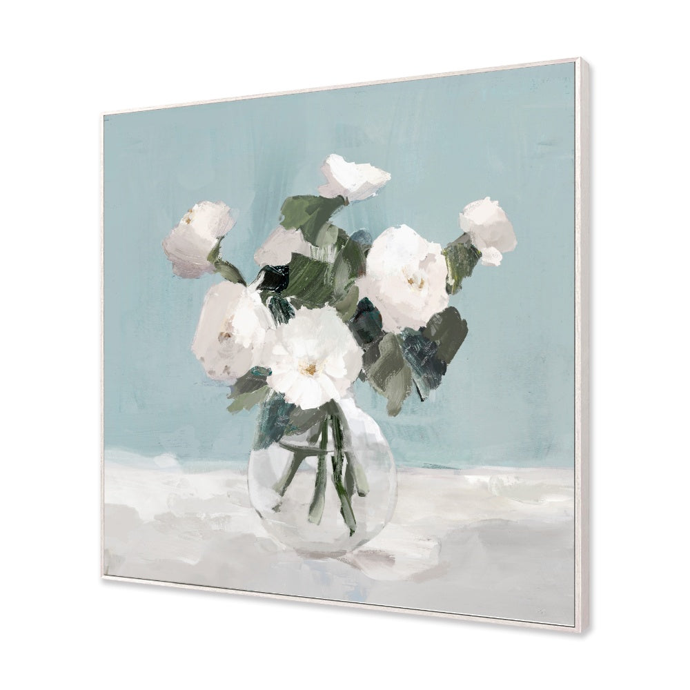 Dappled White Flowers Framed Canvas Set