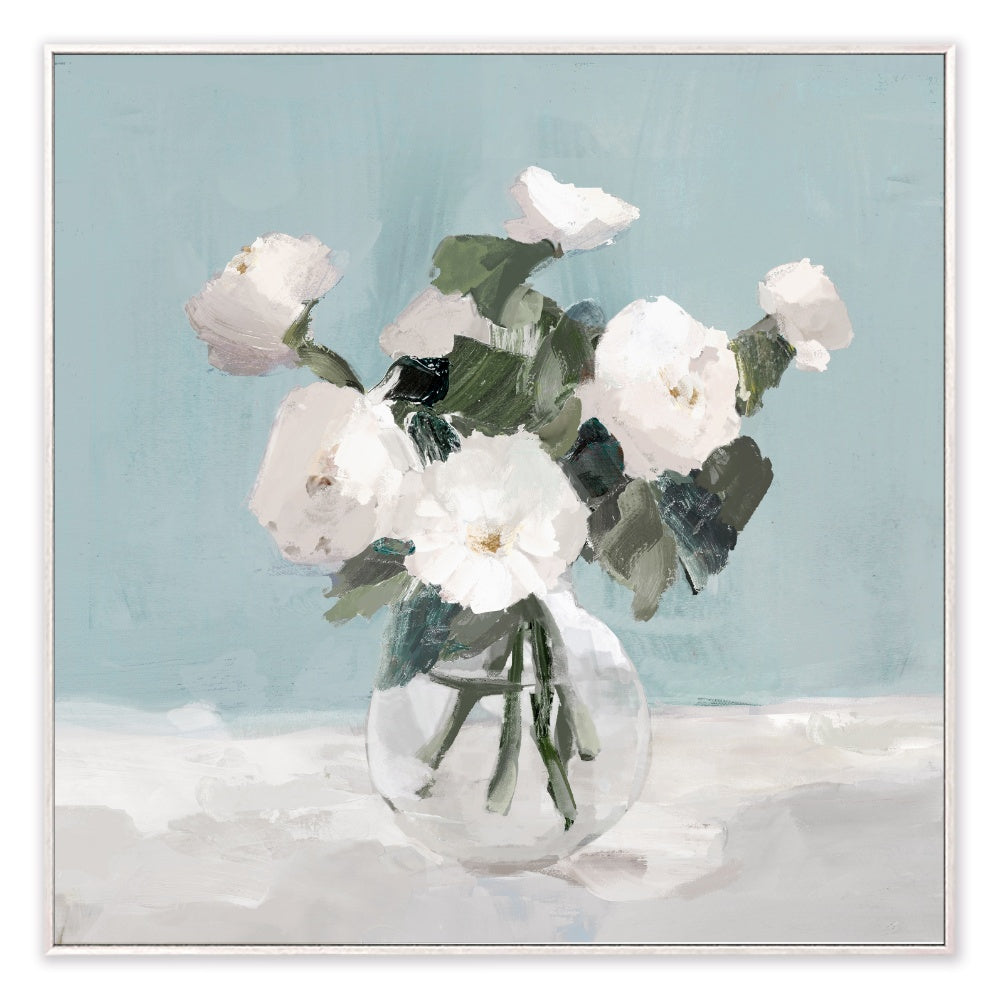 Dappled White Flowers Framed Canvas Set