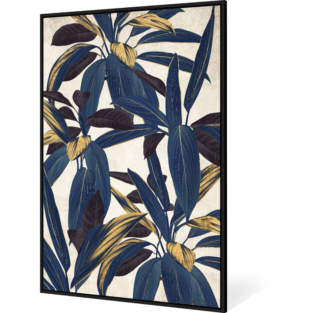 Blue Leaves Framed Canvas