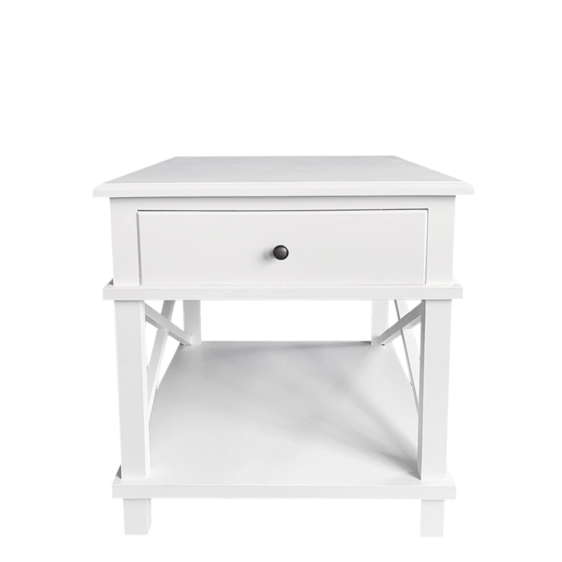 Hampton Bedside Table with Single Drawer in White