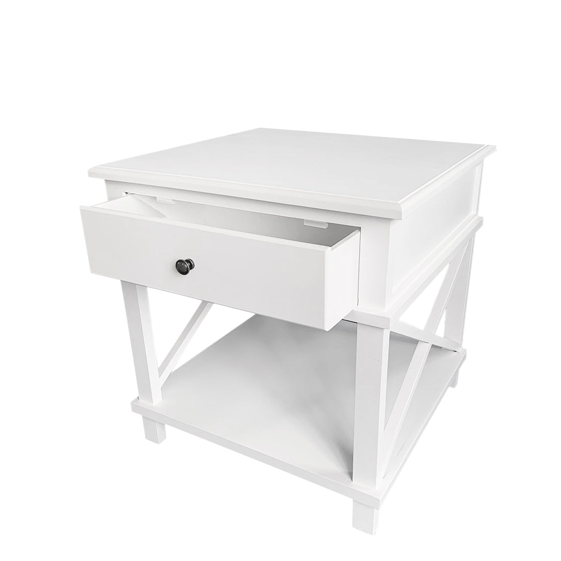 Hampton Bedside Table with Single Drawer in White