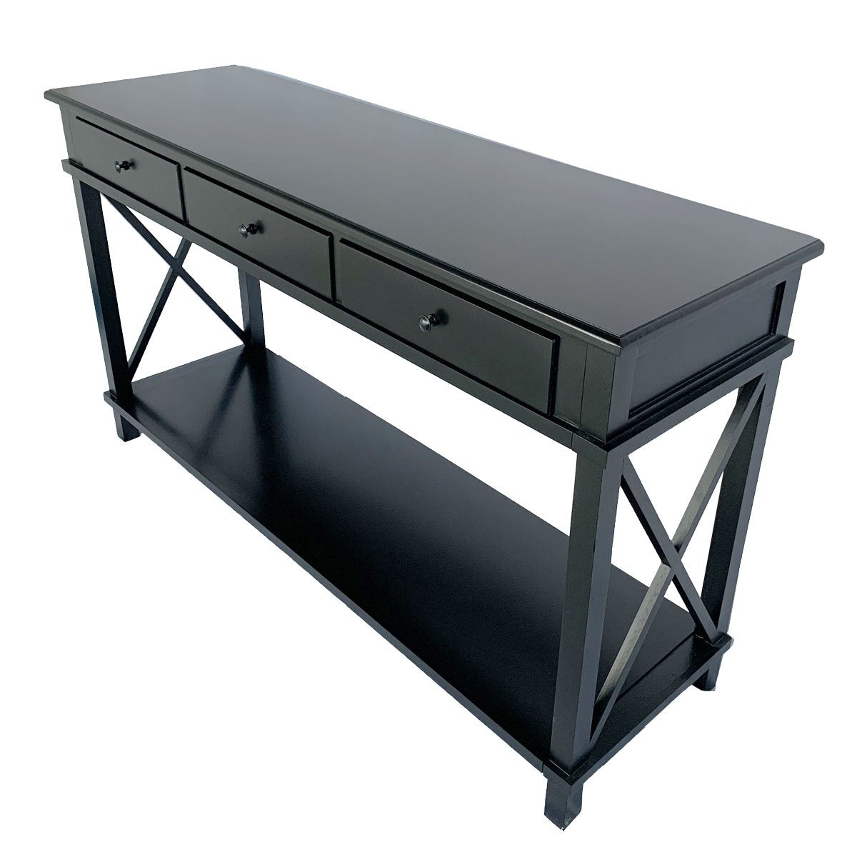 150CM Hampton Console with 3 Drawers Black