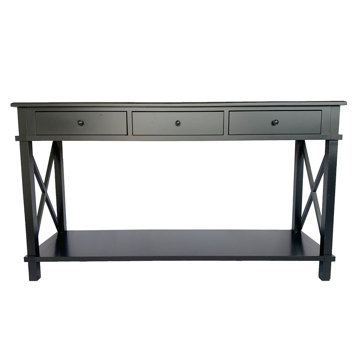 150CM Hampton Console with 3 Drawers Black