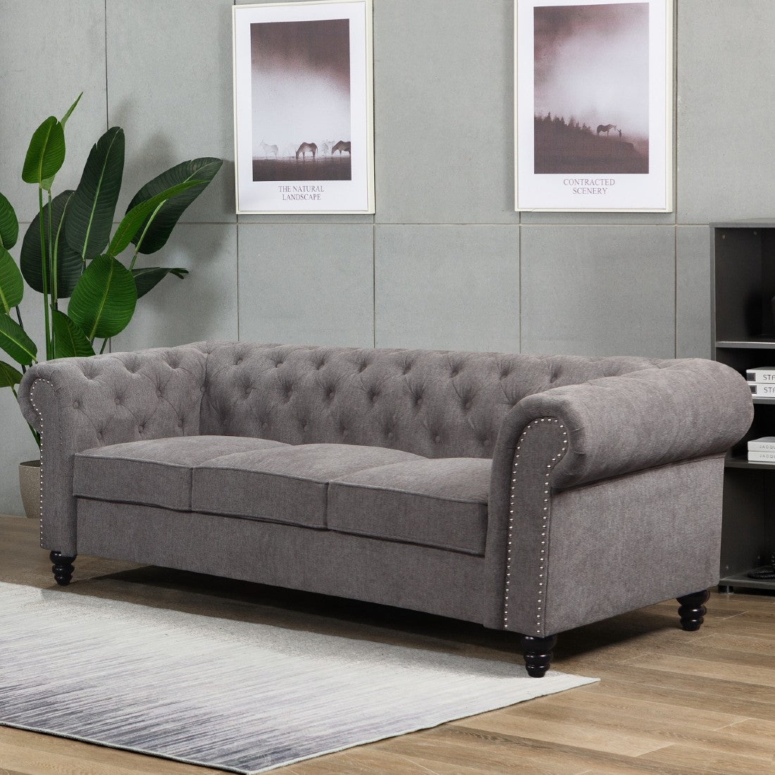 228CM Grey Hampton 3 Seat Lounge