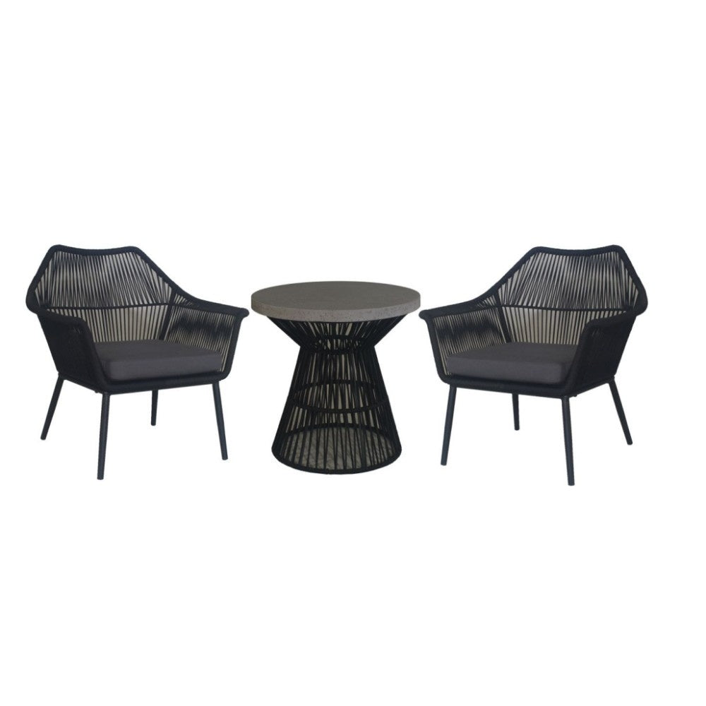 3PC Outdoor Chat Set - Black