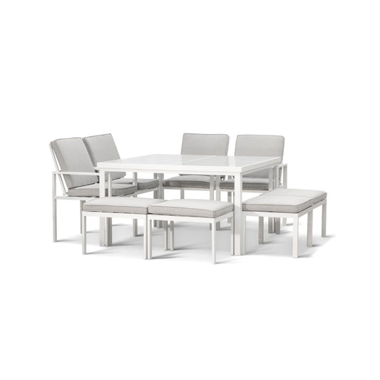 9PC Cubed Dining Set - White