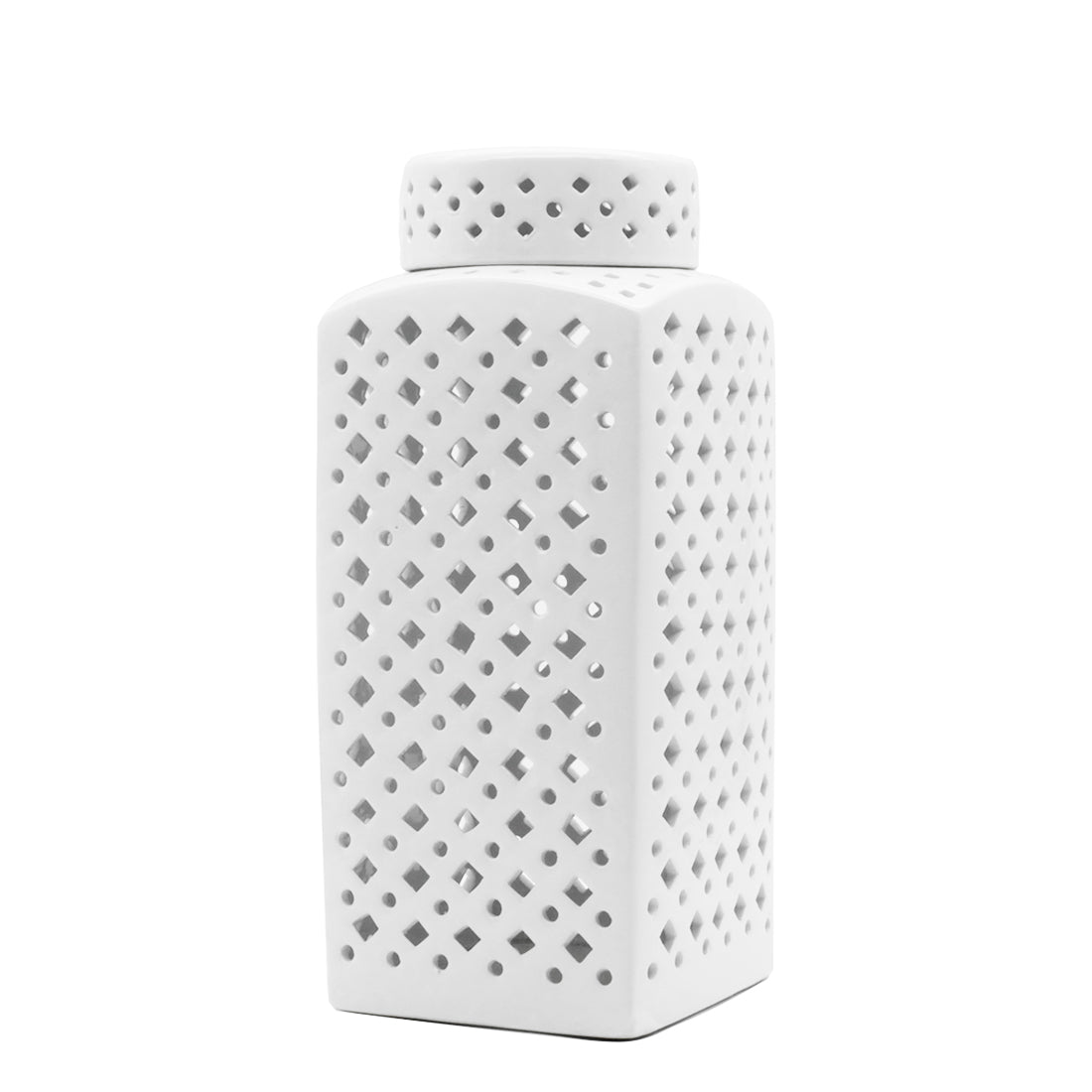 38cm White Hampton Square Jar