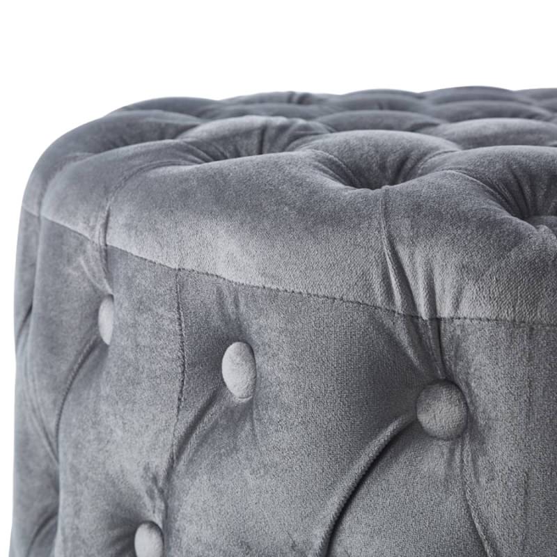 Grey Viola Velvet Round Ottoman